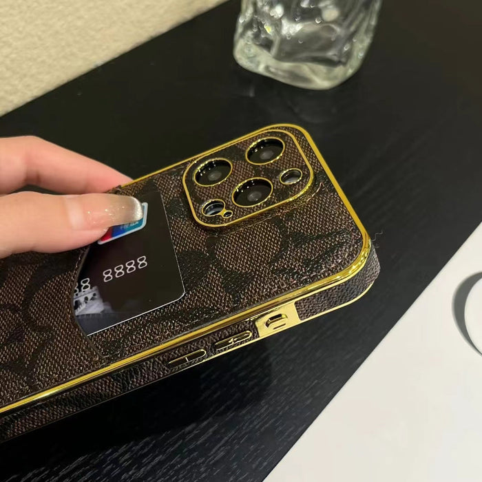 Monogram Phone Case with Gold Accents and Card Holder