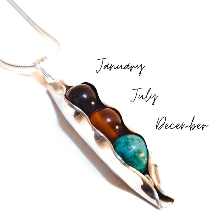 Mother's Day - Three Pea In A Pod - Engraved Initials & Any Birthstone Combination - RACHEL SHRIEVES DESIGN
