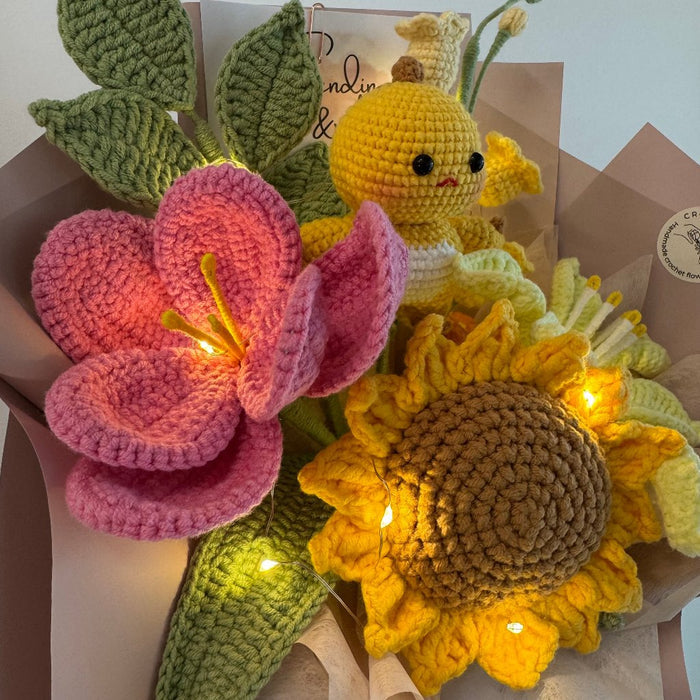 NaLoong Crochet Flower Bouquet (Zoom in Sunflower and tulip)