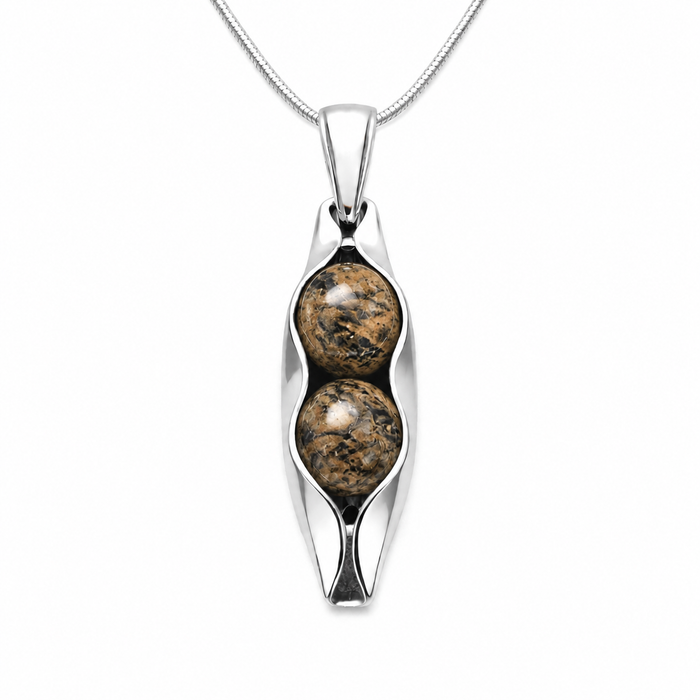 Natural Leopard Two Peas in a Pod Necklace | Personalised Gift