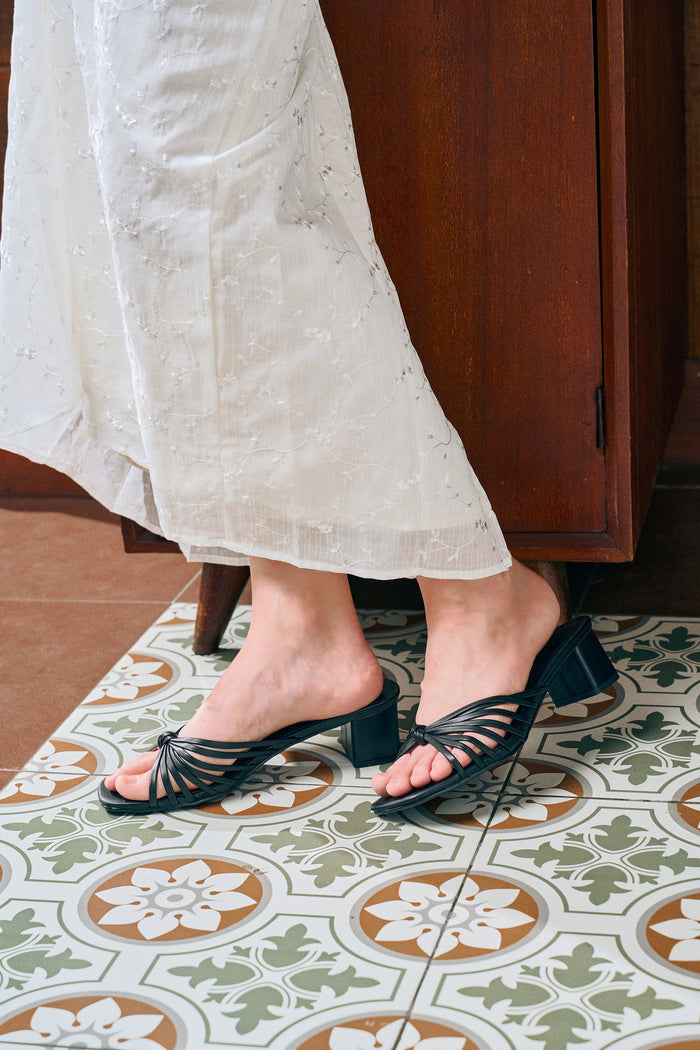 Nazra Knotted Strappy Heels (Black)