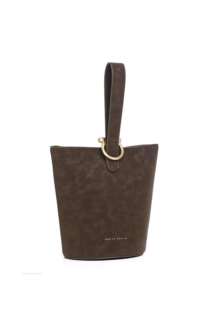 Nellie Petite Top Handle Bucket Bag (Espresso)