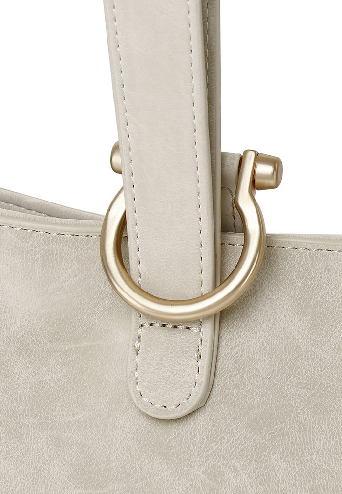 Nellie Petite Top Handle Bucket Bag (Khaki)