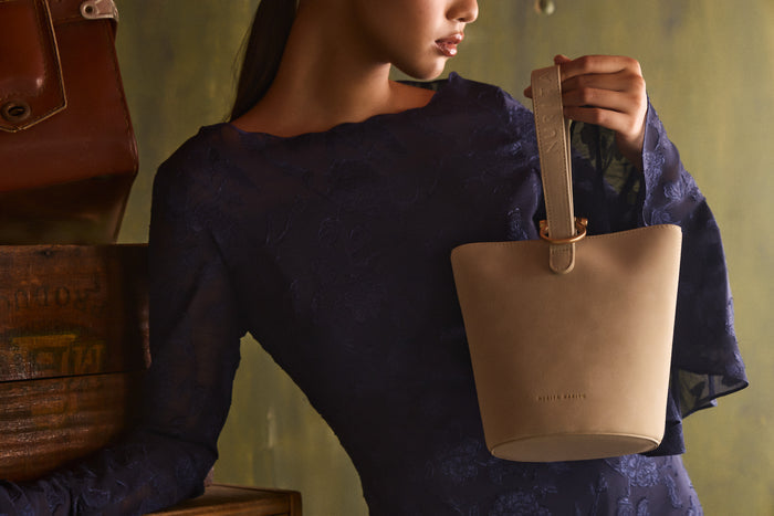 Nellie Petite Top Handle Bucket Bag (Khaki)