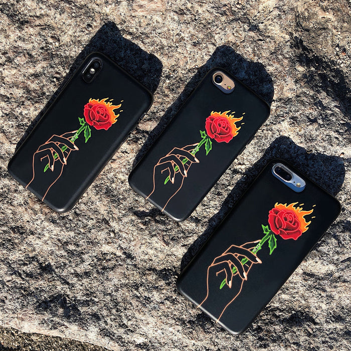 Neon Rose iPhone Case by Nessa iPhone Case – Cute Aesthetic Phone Cover
