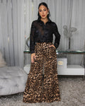 Nevara Leopard Print Wide Legs Pants