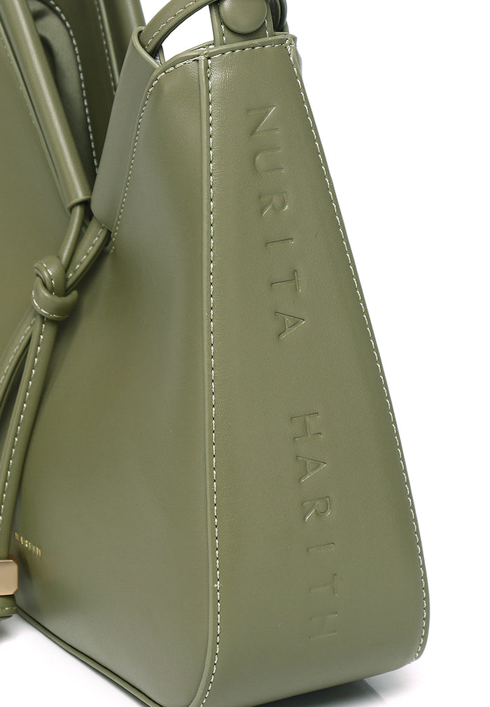 Norna Drawstring Shoulder Bag (Olive)