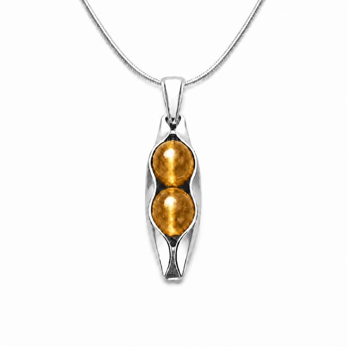 November Birthstone | Citrine | Two Peas in a Pod Necklace | Personalised Gift
