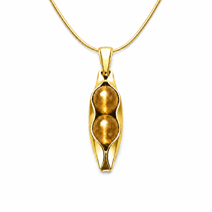 November Birthstone | Citrine | Two Peas in a Pod Necklace | Personalised Gift