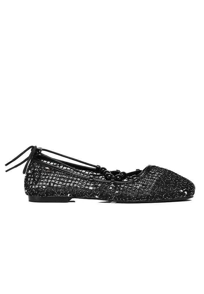 Nyla Strappy Ballerina Flats (Black)
