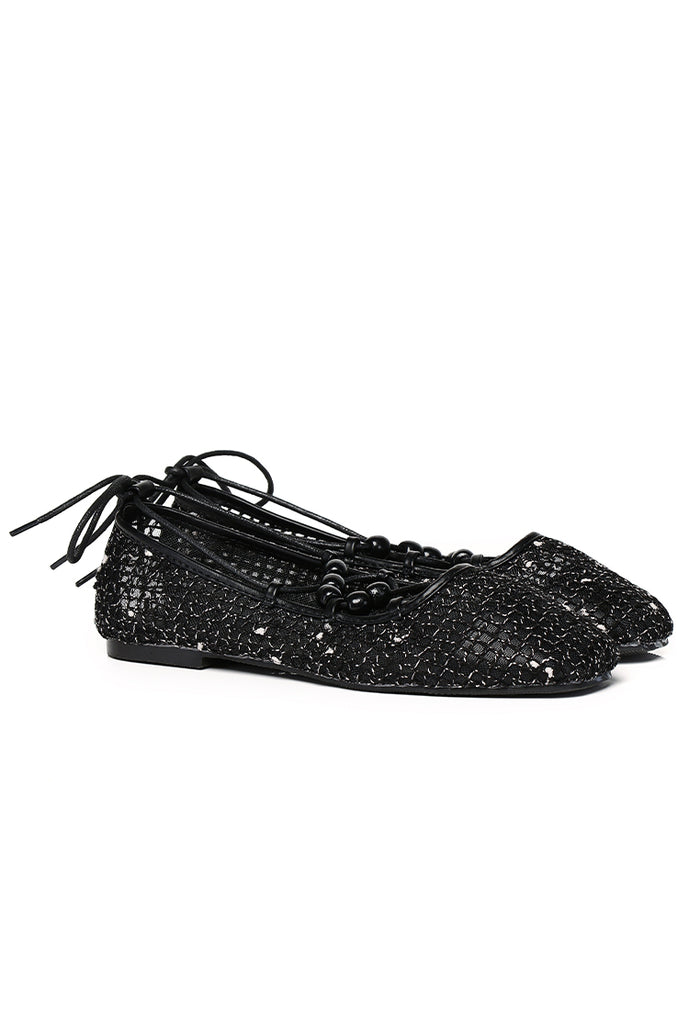 Nyla Strappy Ballerina Flats (Black)
