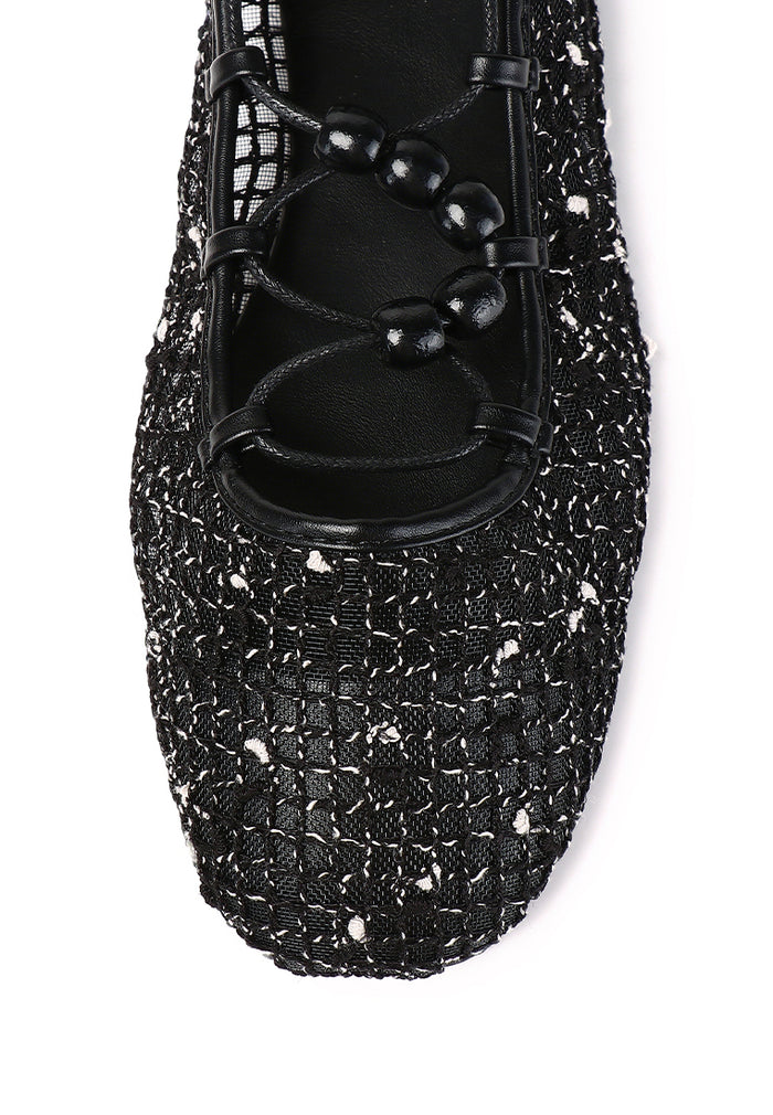 Nyla Strappy Ballerina Flats (Black)