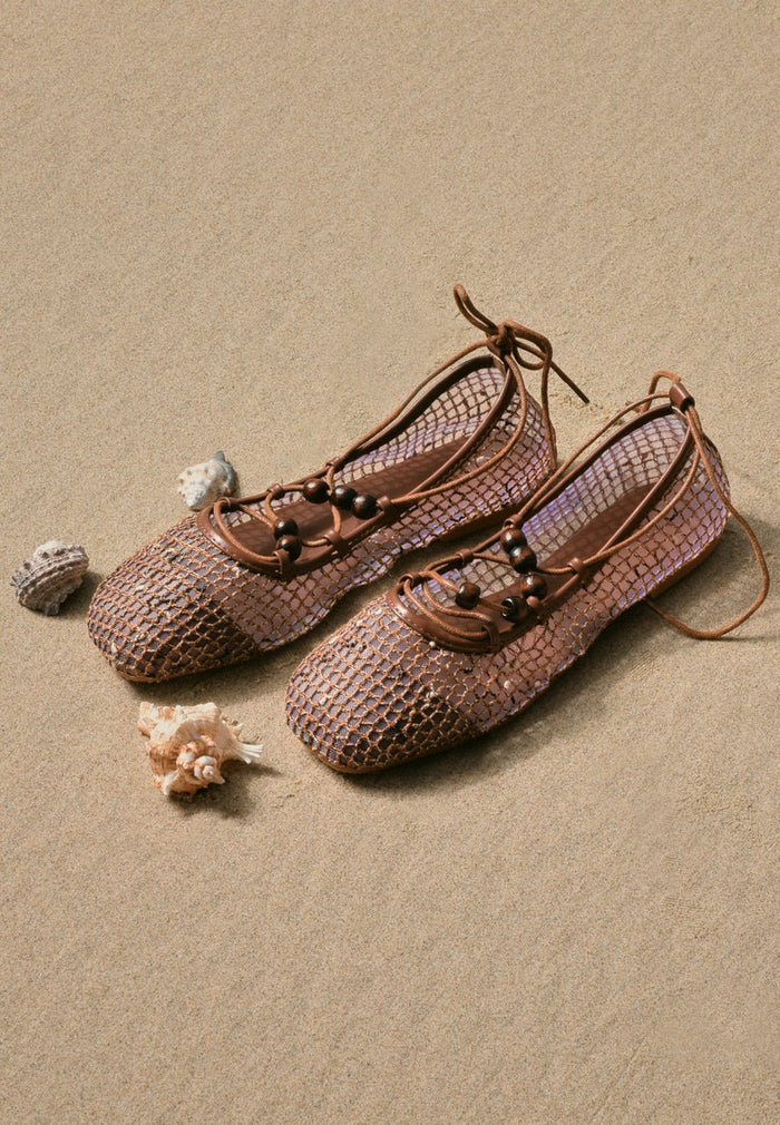 Nyla Strappy Ballerina Flats (Brown)