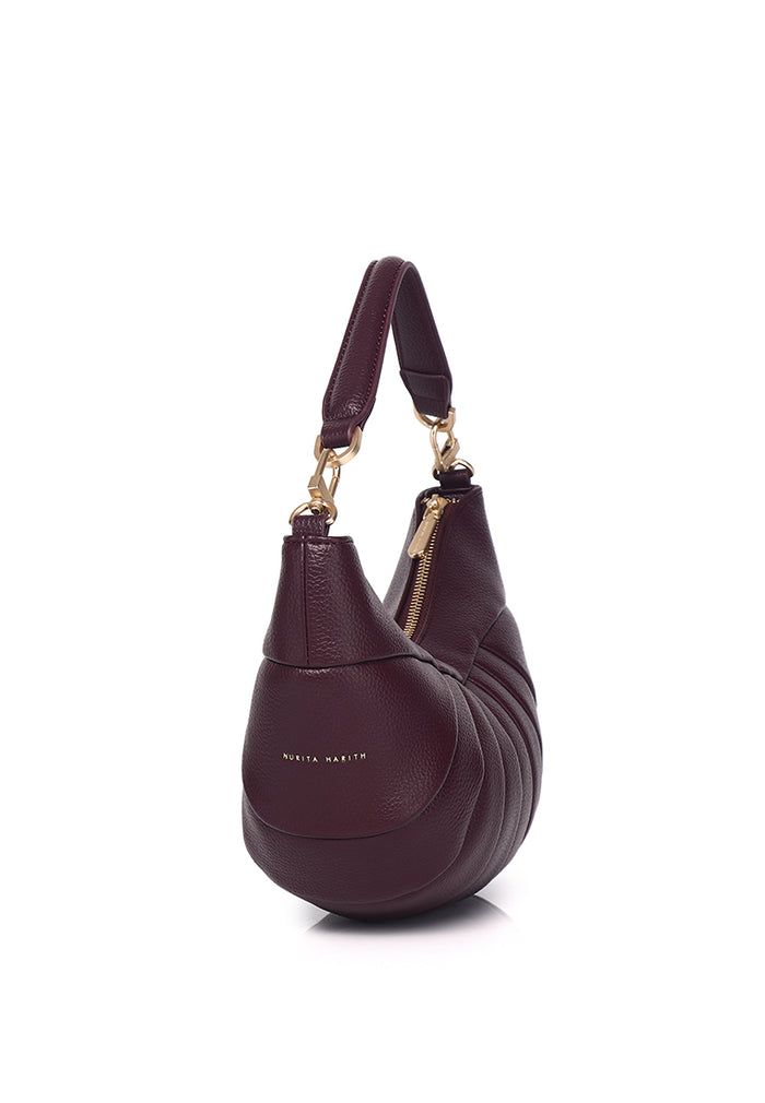 Nyra Pleated Shoulder Bag (Maroon)