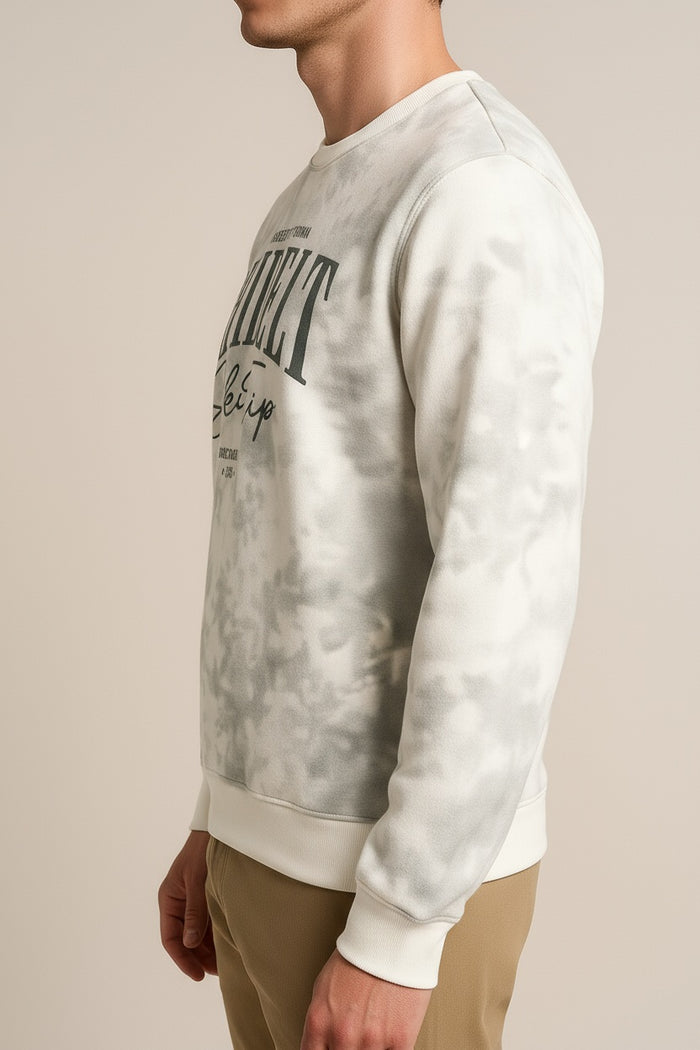 Ocatve Men Off White Camouflage Round Neck Sweatshirt