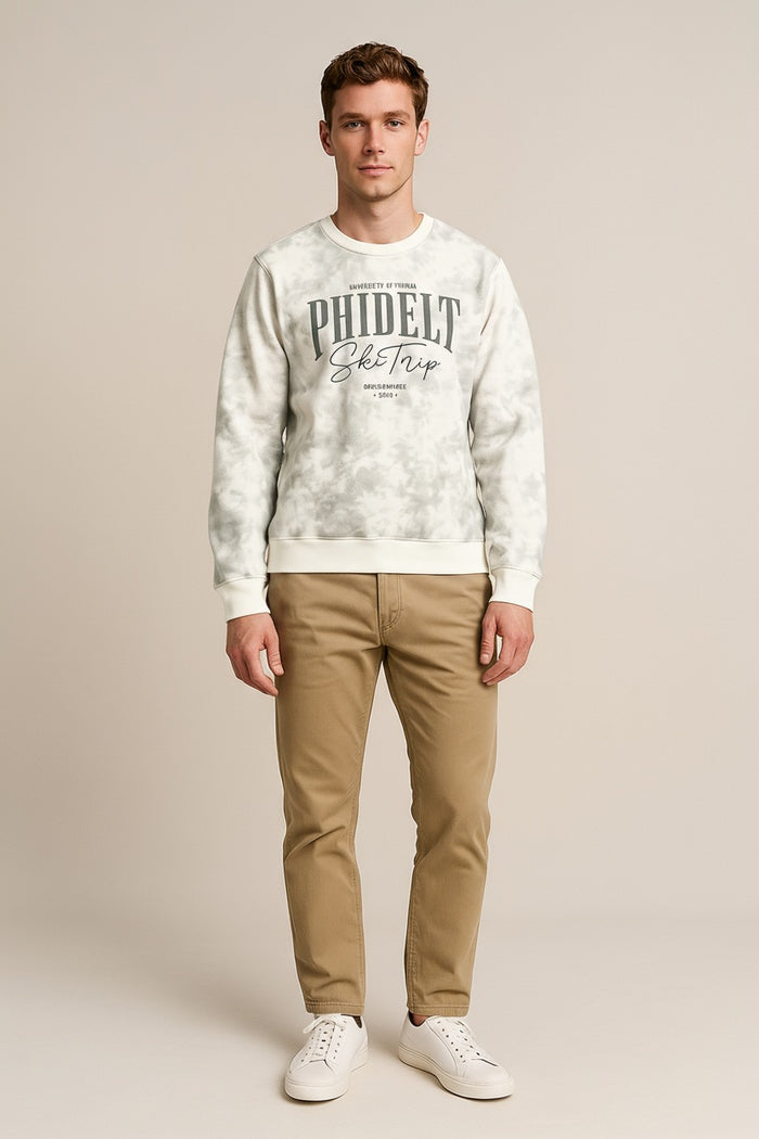 Ocatve Men Off White Camouflage Round Neck Sweatshirt