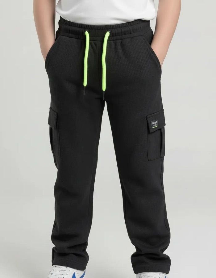 Octave Boys Black Regular Fit Track Pants