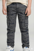 Octave Boys Coal Regular Fit Camouflage Track Pants