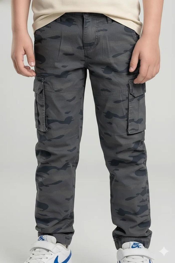 Octave Boys Coal Regular Fit Camouflage Track Pants