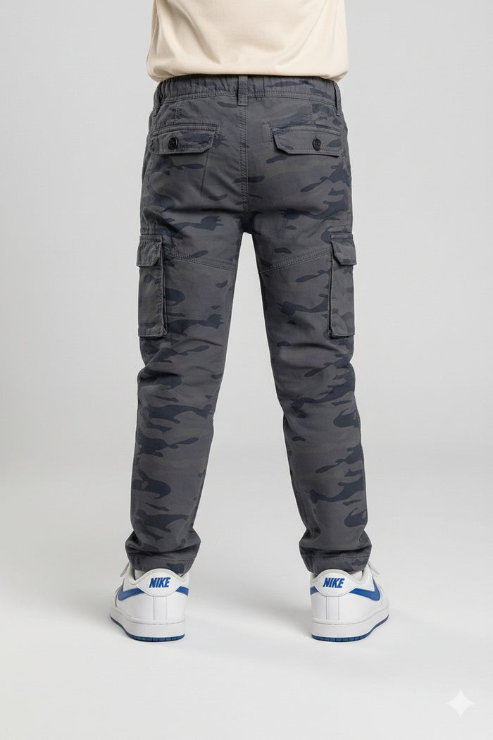 Octave Boys Coal Regular Fit Camouflage Track Pants