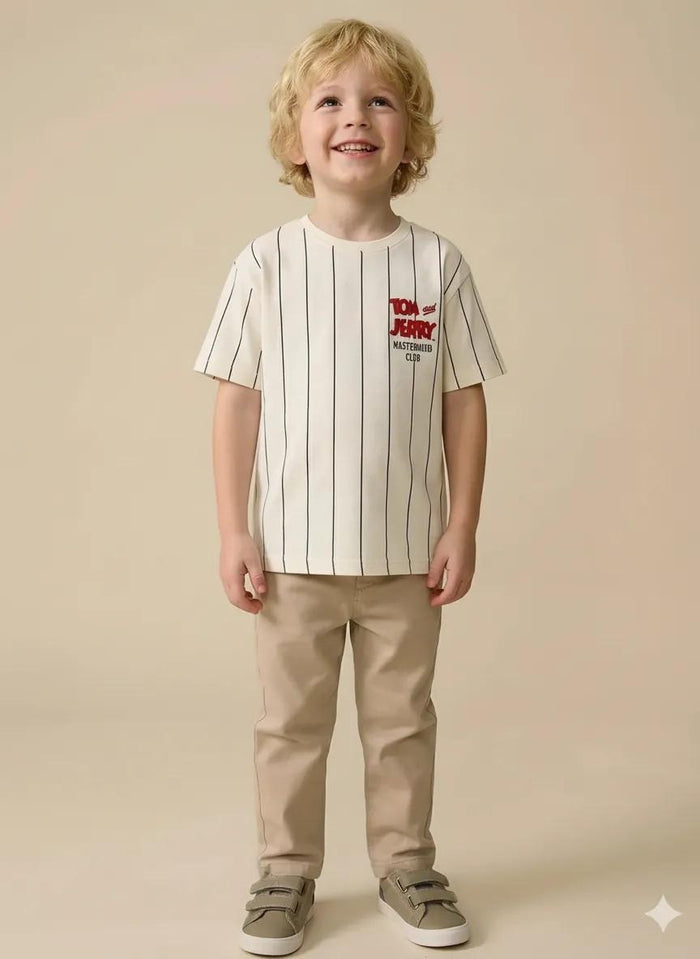 Octave Boys Cream Graphic Printed Tshirt