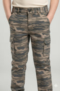 Octave Boys Olive Regular Fit Camouflage Track Pants