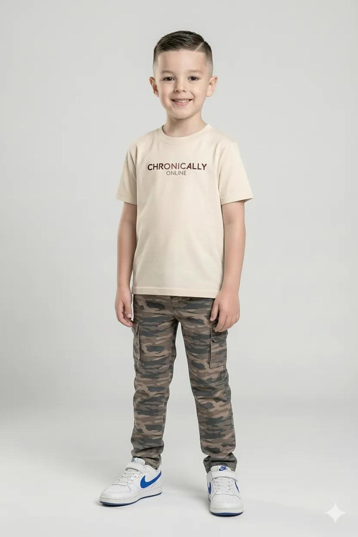 Octave Boys Olive Regular Fit Camouflage Track Pants