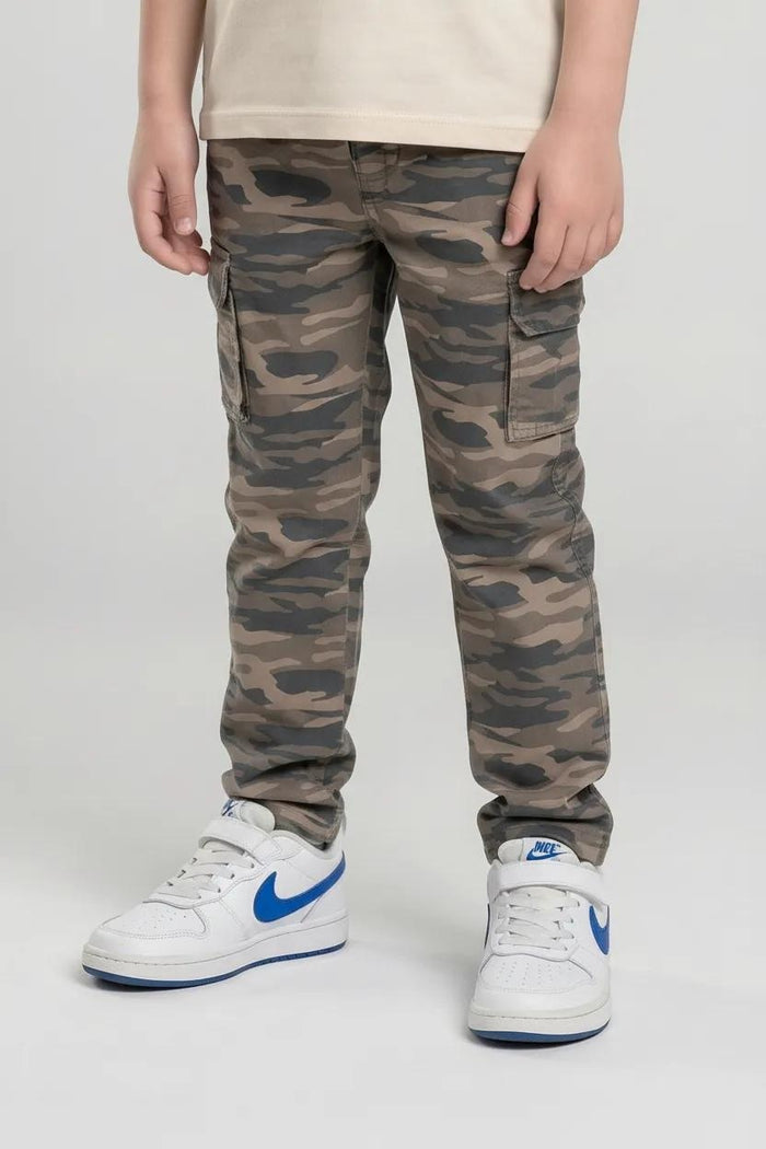 Octave Boys Olive Regular Fit Camouflage Track Pants