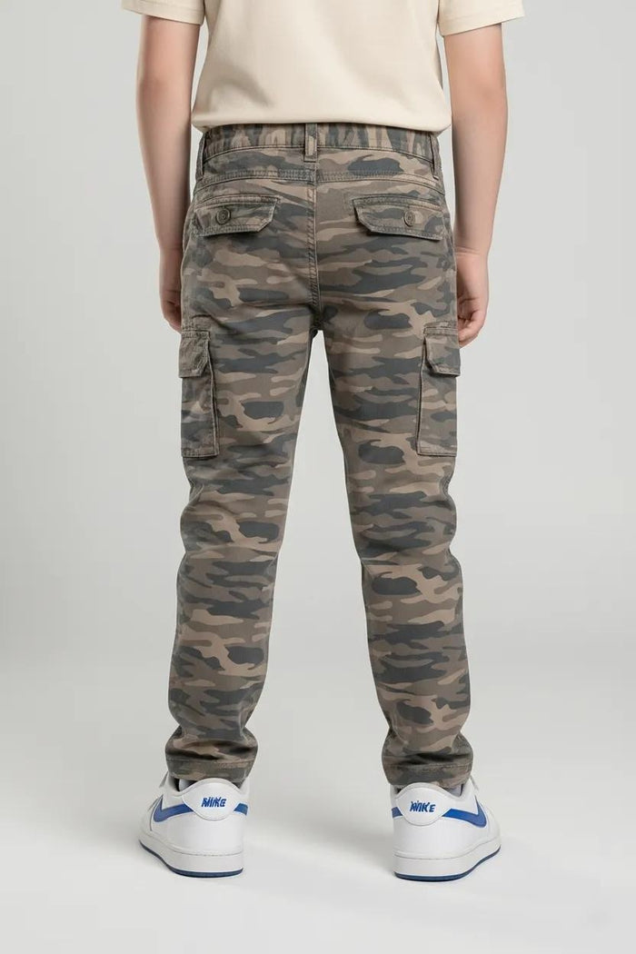 Octave Boys Olive Regular Fit Camouflage Track Pants
