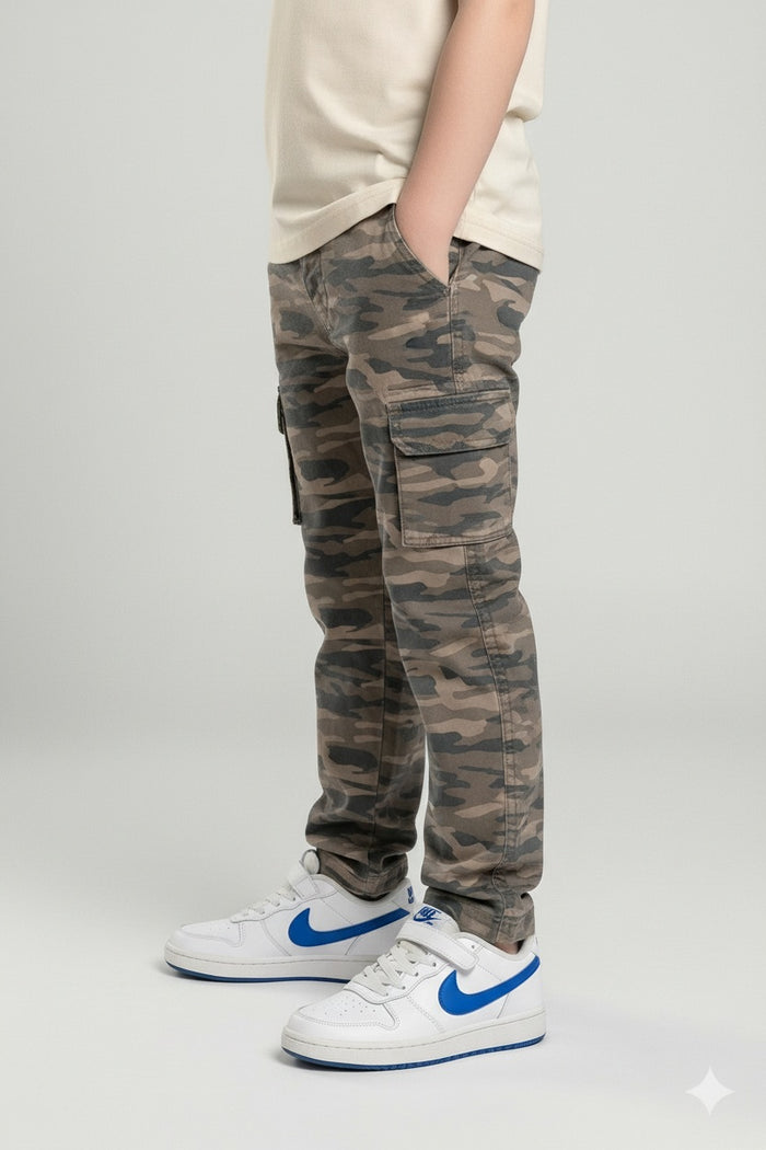 Octave Boys Olive Regular Fit Camouflage Track Pants