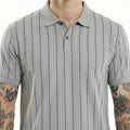 Octave Men Aluminium Striped Polo Collar T-shirt