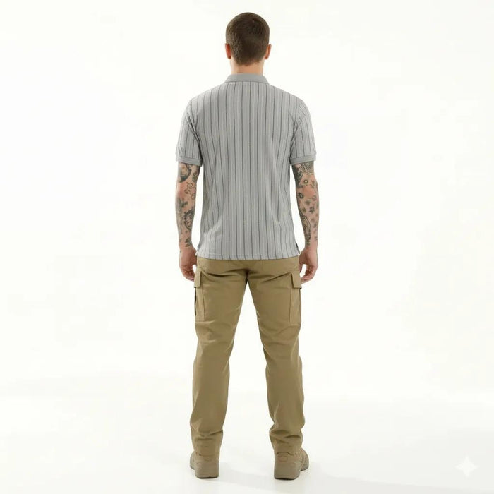 Octave Men Aluminium Striped Polo Collar T-shirt
