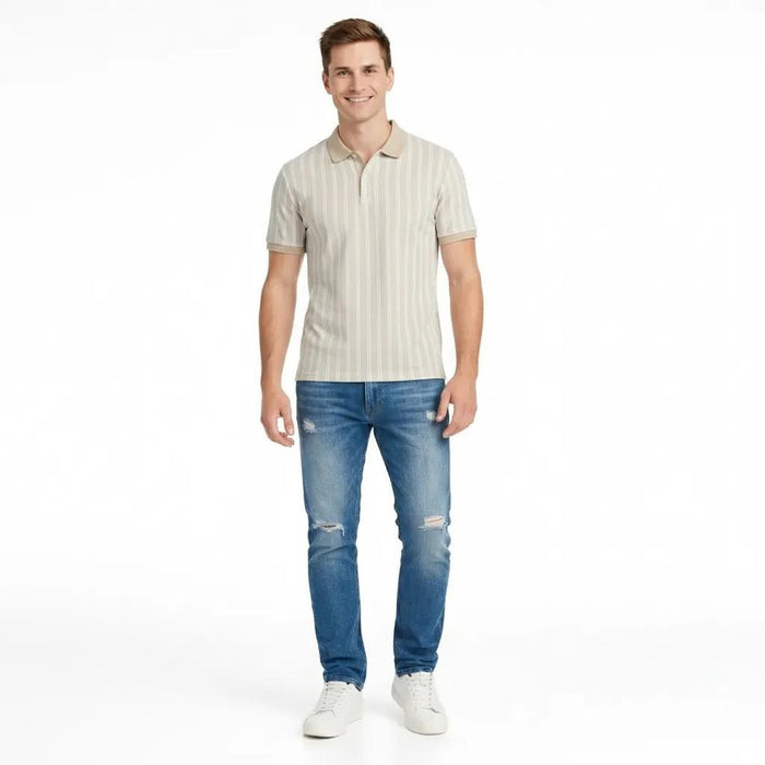 Octave Men Arona Striped Polo Collar T-shirt