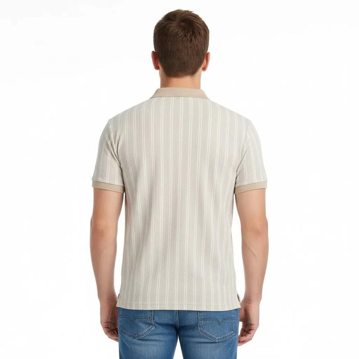 Octave Men Arona Striped Polo Collar T-shirt