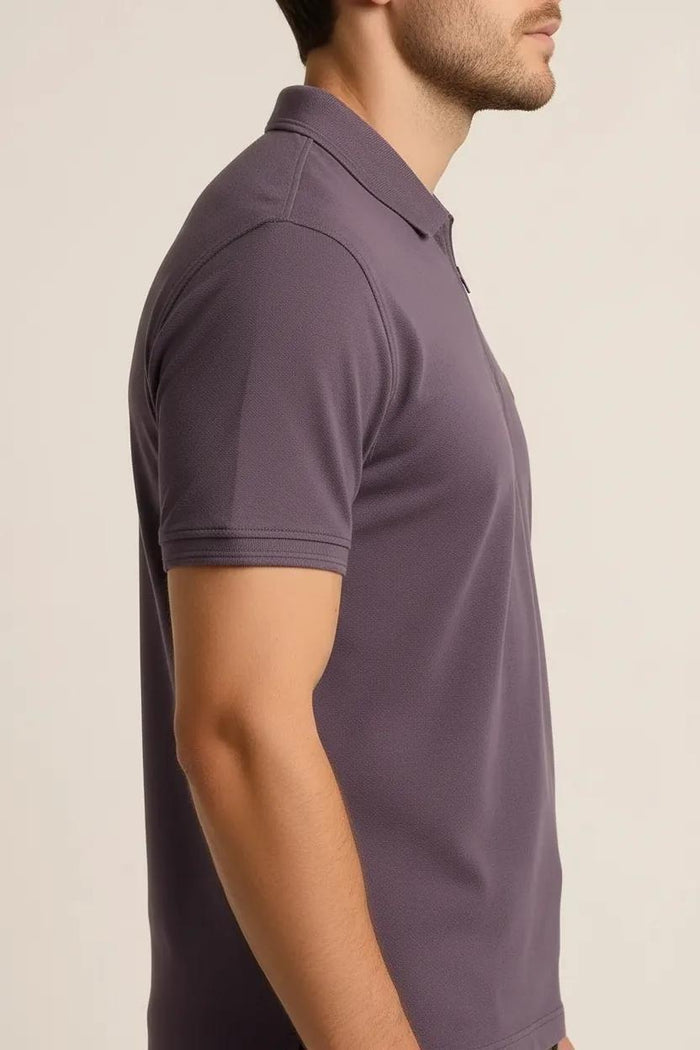 Octave Men Black Currant Polo Collar T-shirt
