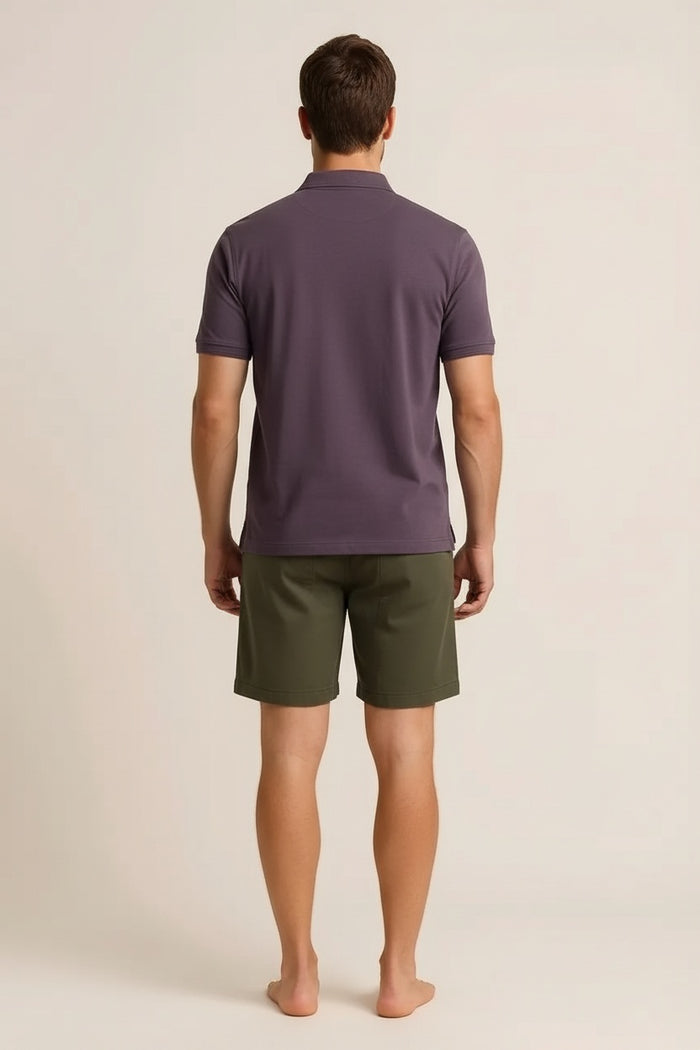 Octave Men Black Currant Polo Collar T-shirt