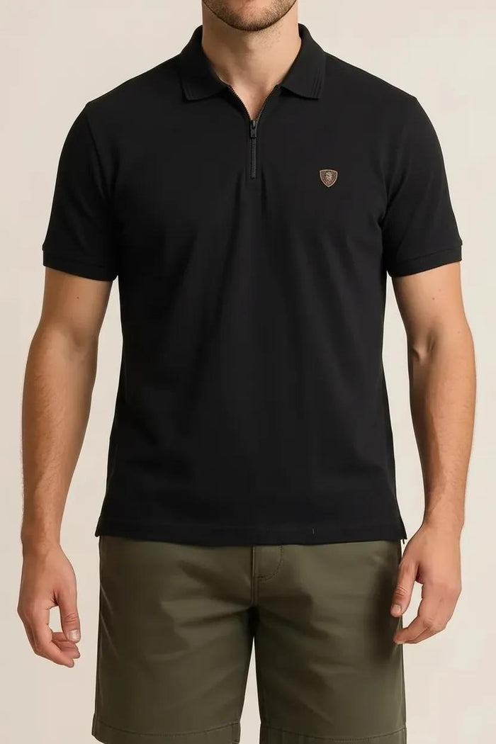 Octave Men Black Polo Collar T-shirt