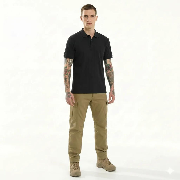 Octave Men Black Polo Collar T-shirt