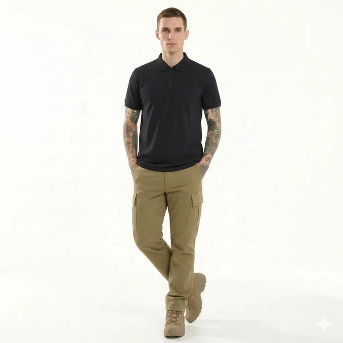 Octave Men Black Polo Collar T-shirt