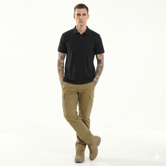 Octave Men Black Polo Collar T-shirt