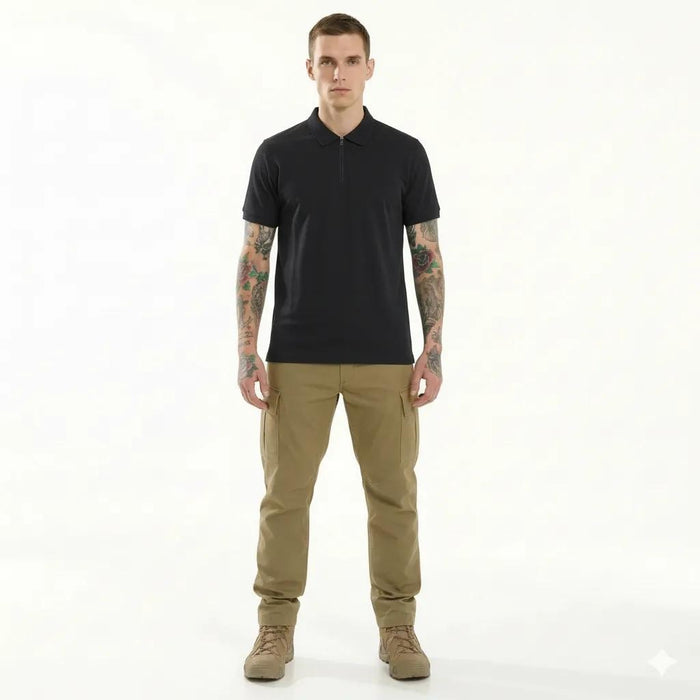 Octave Men Black Polo Collar T-shirt