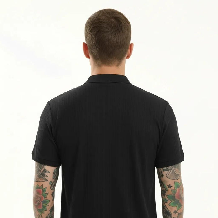 Octave Men Black Polo Collar T-shirt