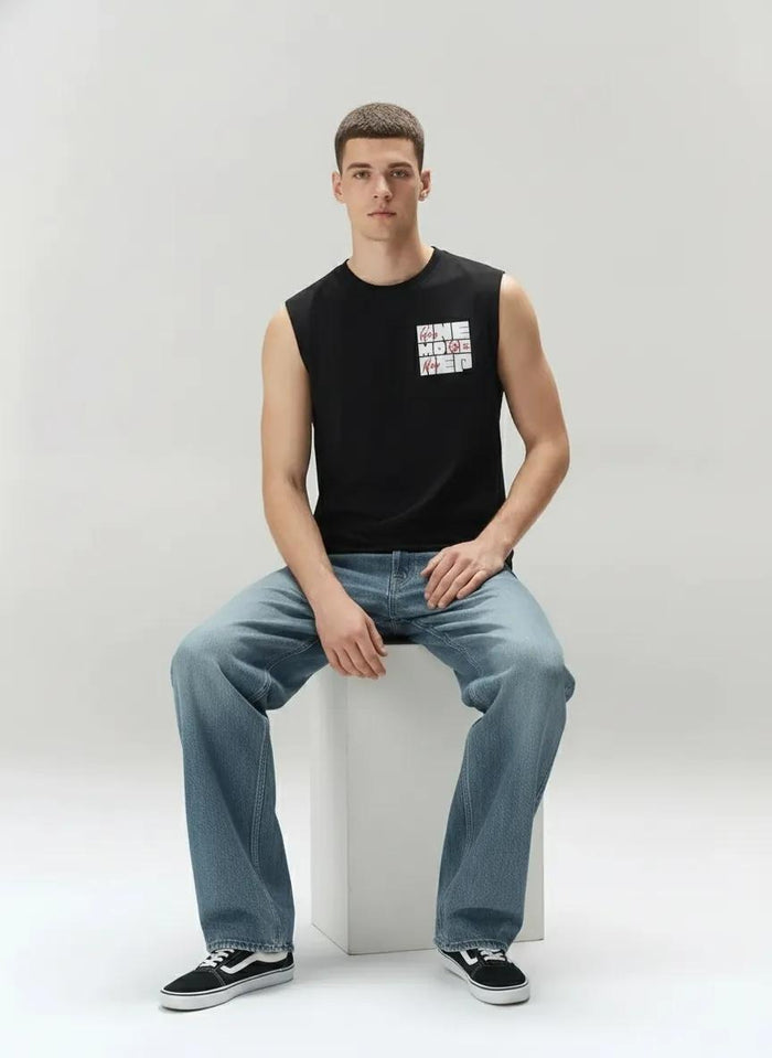 Octave Men Black Typography Printed T-shirt