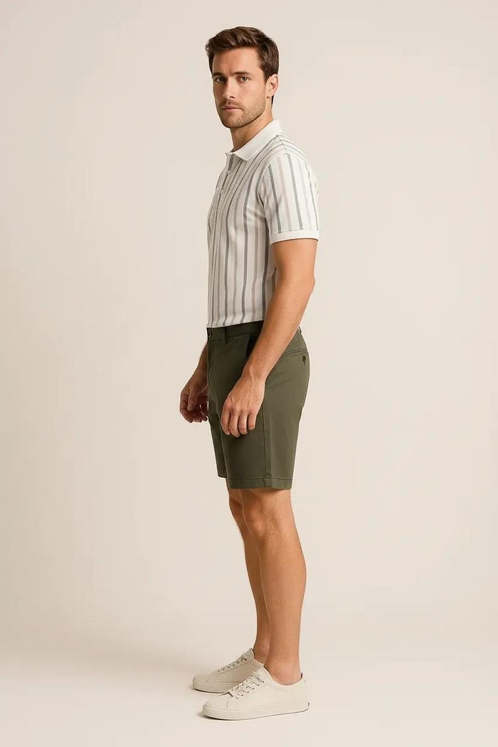 Octave Men Cold Coffee Striped Polo Collar T-shirt