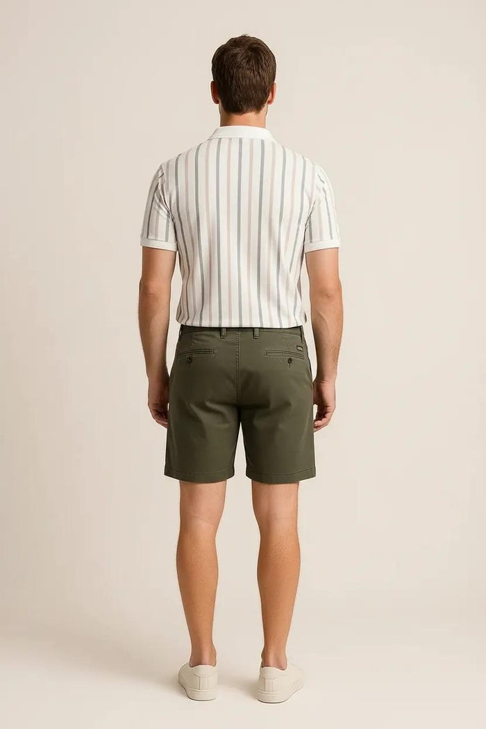 Octave Men Cold Coffee Striped Polo Collar T-shirt