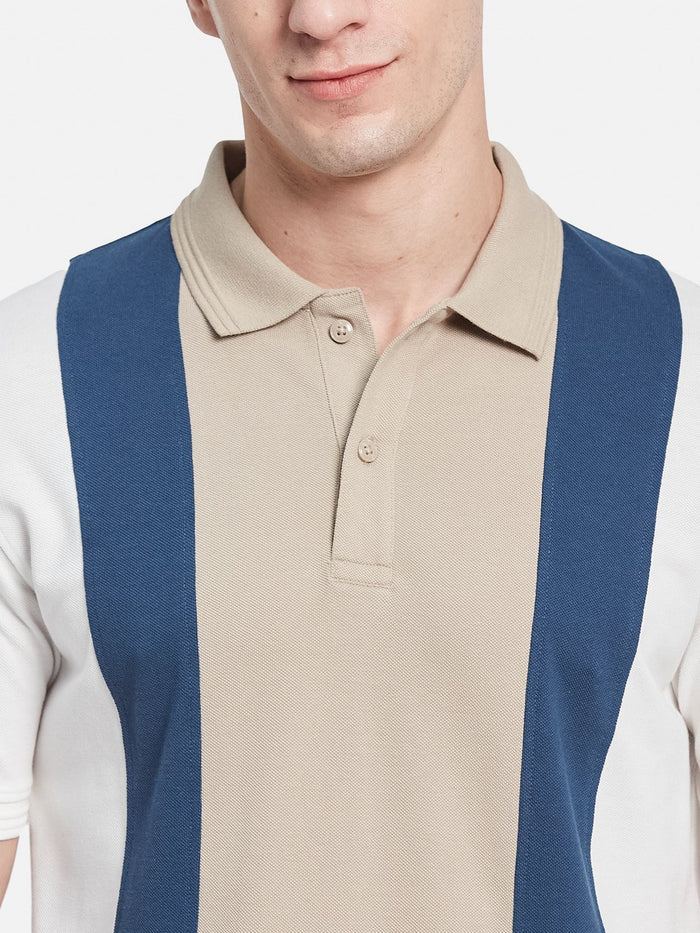 Octave Men Colourblocked Polo Collar T-shirt