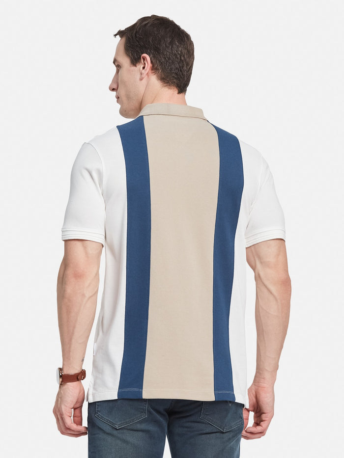 Octave Men Colourblocked Polo Collar T-shirt