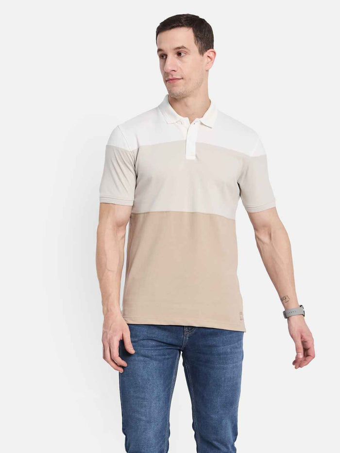 Octave Men Colourblocked Polo Collar T-shirt