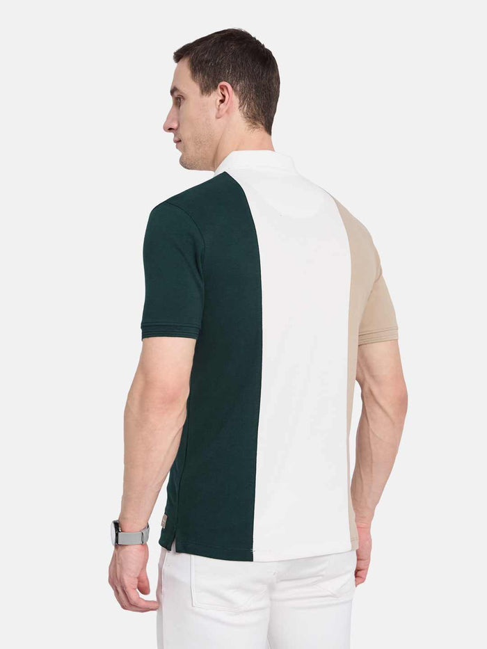 Octave Men Colourblocked Polo Collar T-shirt