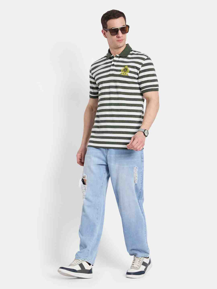 Octave Men Colourblocked Polo Collar T-shirt